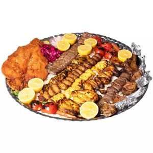 شیشلیک ، جوجه بدون استخوان ، ماهی ، جوجه ترش ، لقمه ممتاز ، برگ گوسفندی ، چنجه ، جوجه با استخوان ، هشت عدد کته